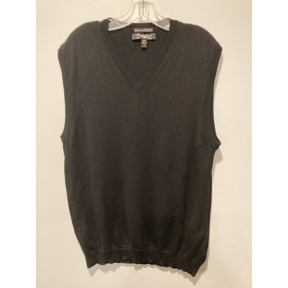 PRONTO UOMO Sweater Vest Men’s Size XL 100% Extra Fine Black Merino Wool Elegant